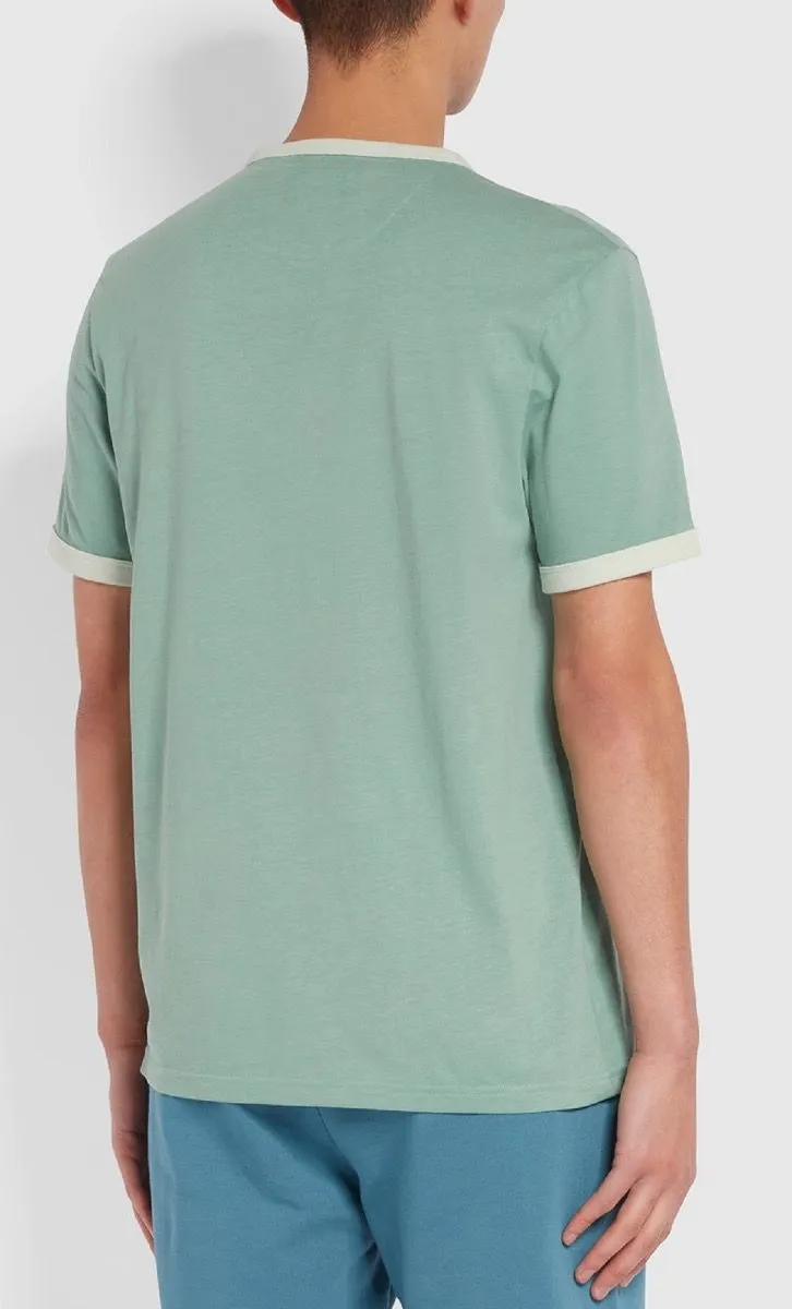 Farah Groves Ringer Crew Neck T-Shirt Jade Green