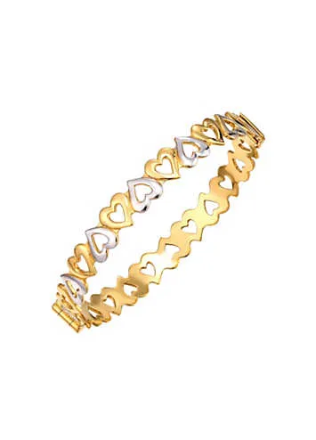 For You Collection 9Ct Rolled Gold Two-Tone Reverse Heart Bangle | Grattan