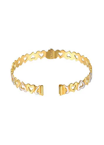 For You Collection 9Ct Rolled Gold Two-Tone Reverse Heart Bangle | Grattan