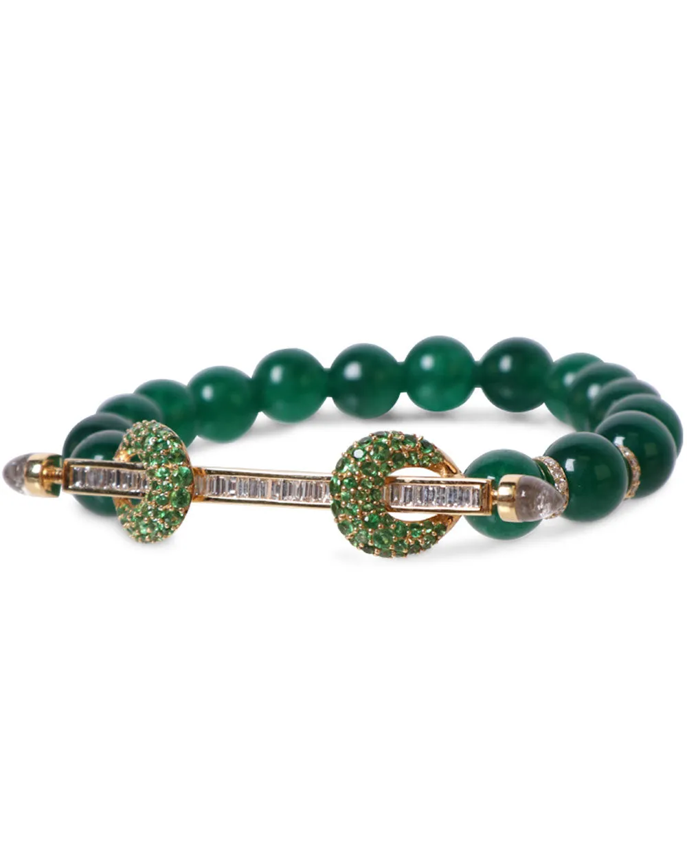 Forest Jade Quartz and Diamond Bracelet