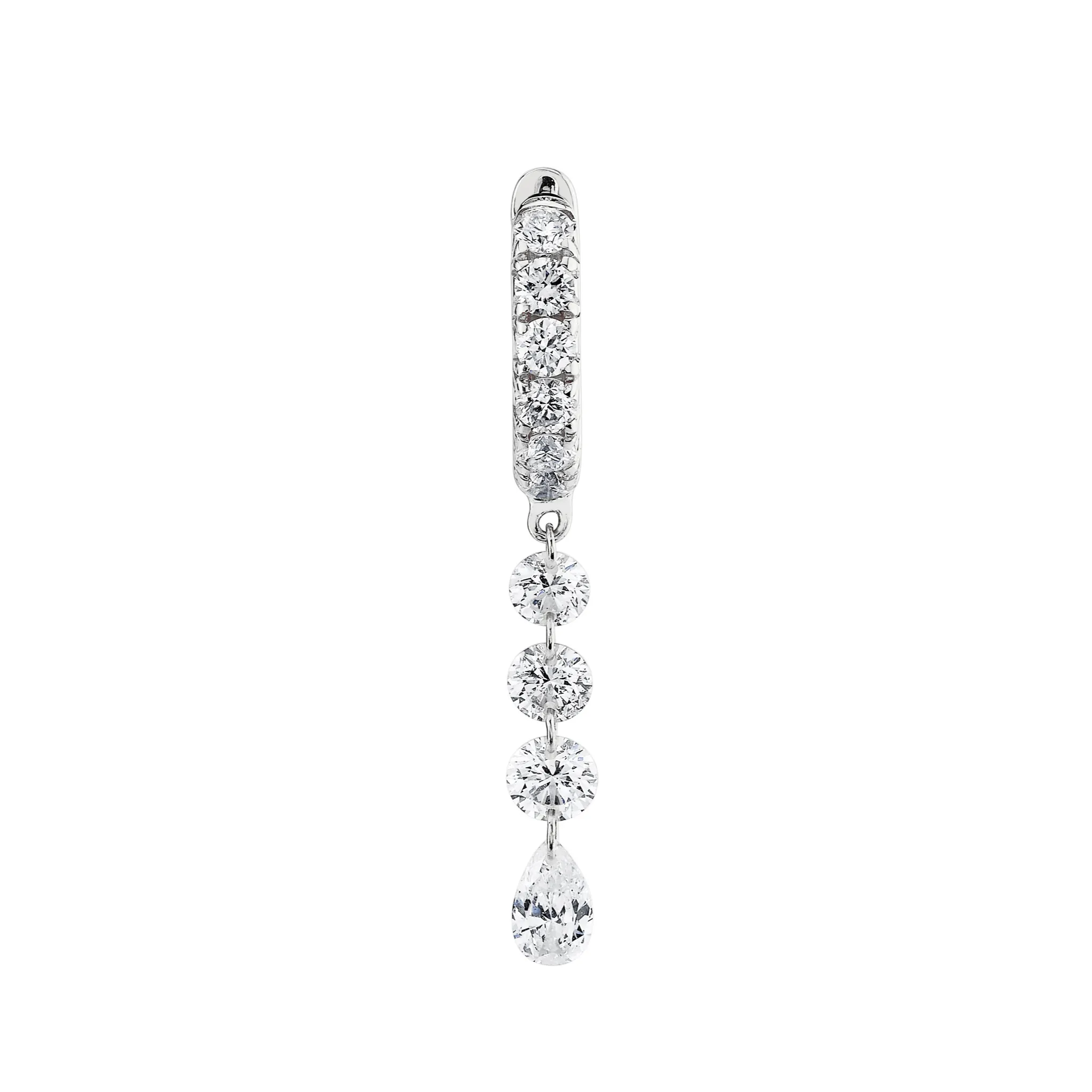 Four Pierced Diamond Dangle Hoops