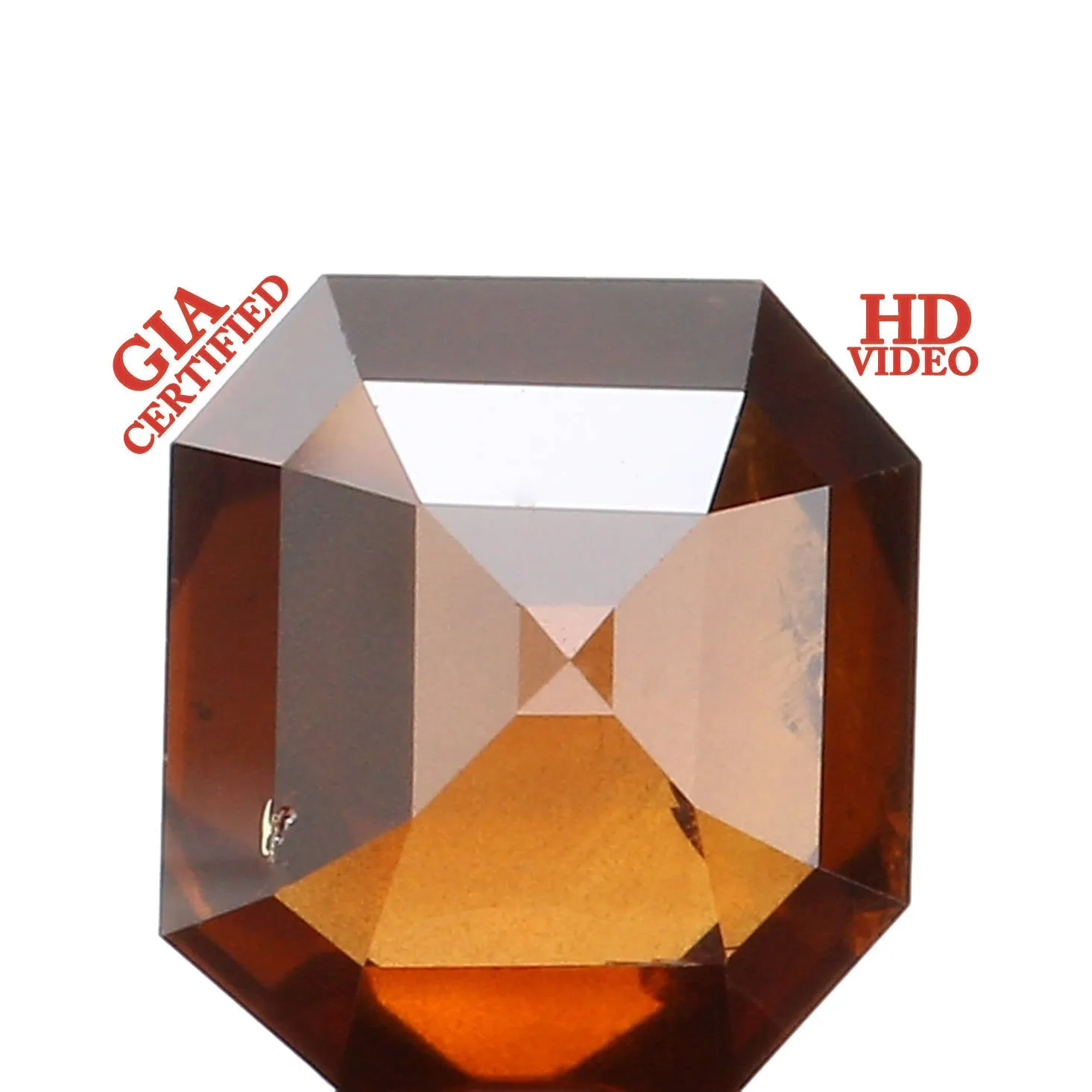 GIA CERTIFIED Natural Loose Diamond Emerald Orangy Brown Color I2 Clarity 6.68 MM 1.59 Ct L2468