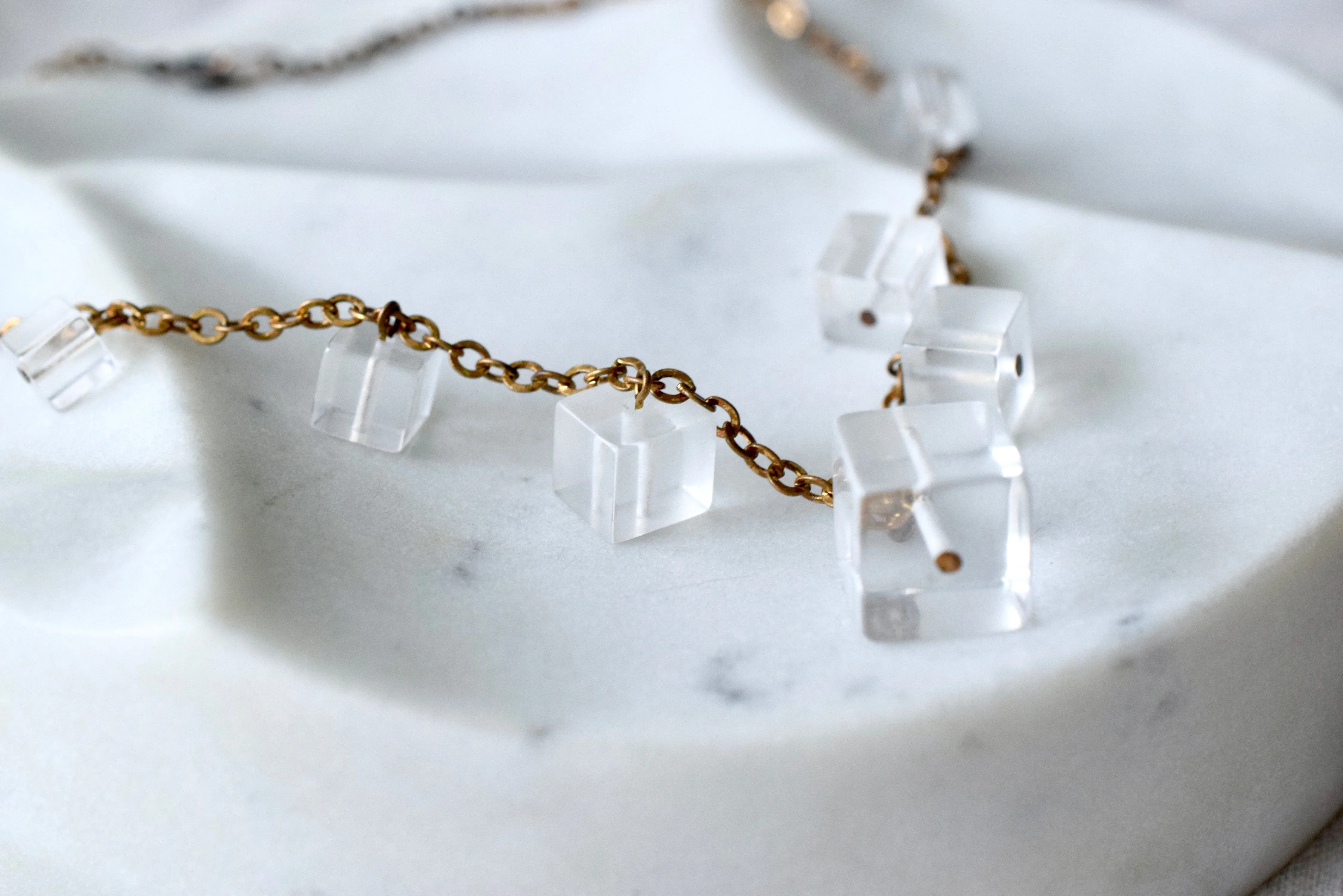 Glaon Lucite & Brass Necklace