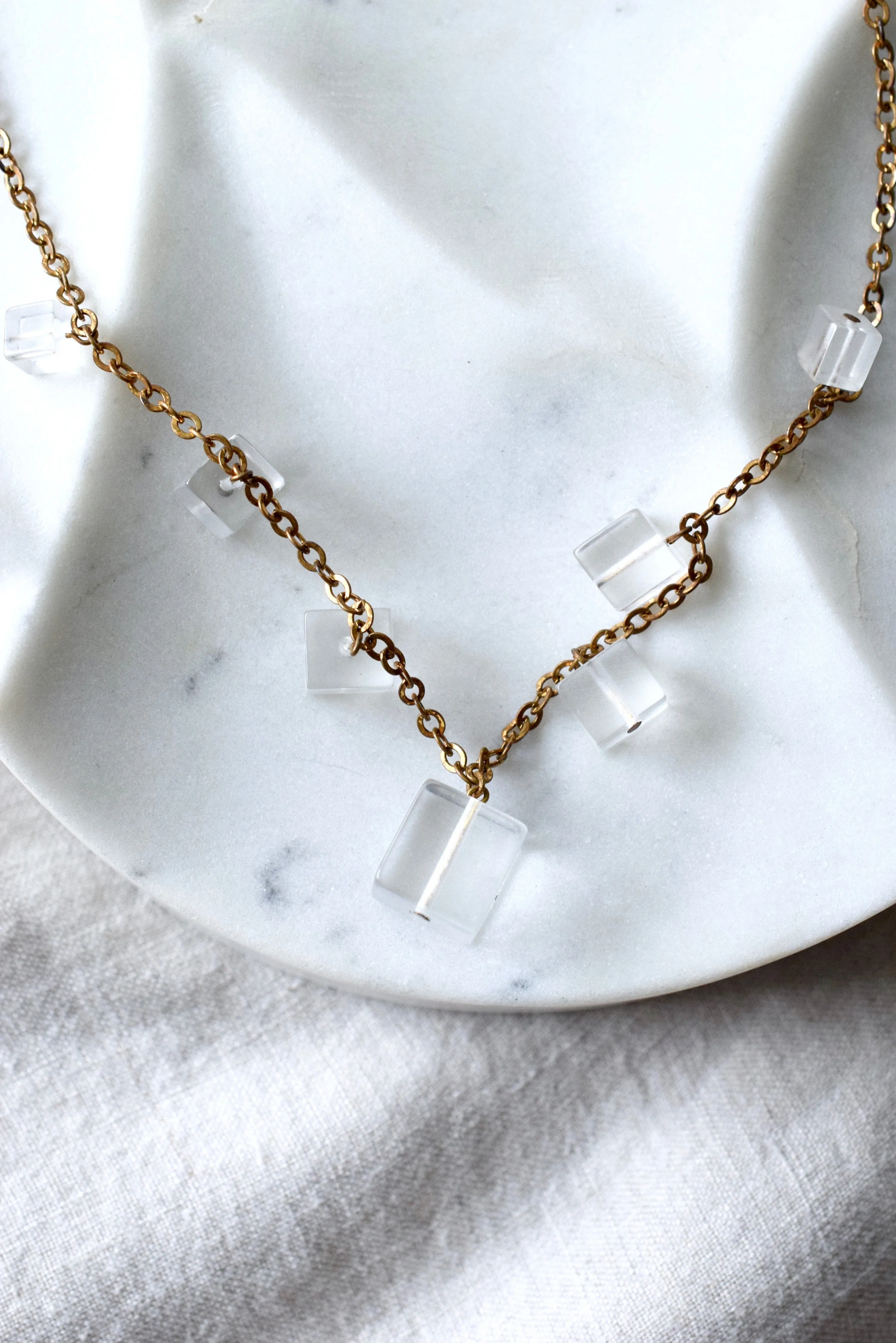 Glaon Lucite & Brass Necklace