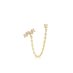 Gold Celestial Drop Chain Barbell Single Earring