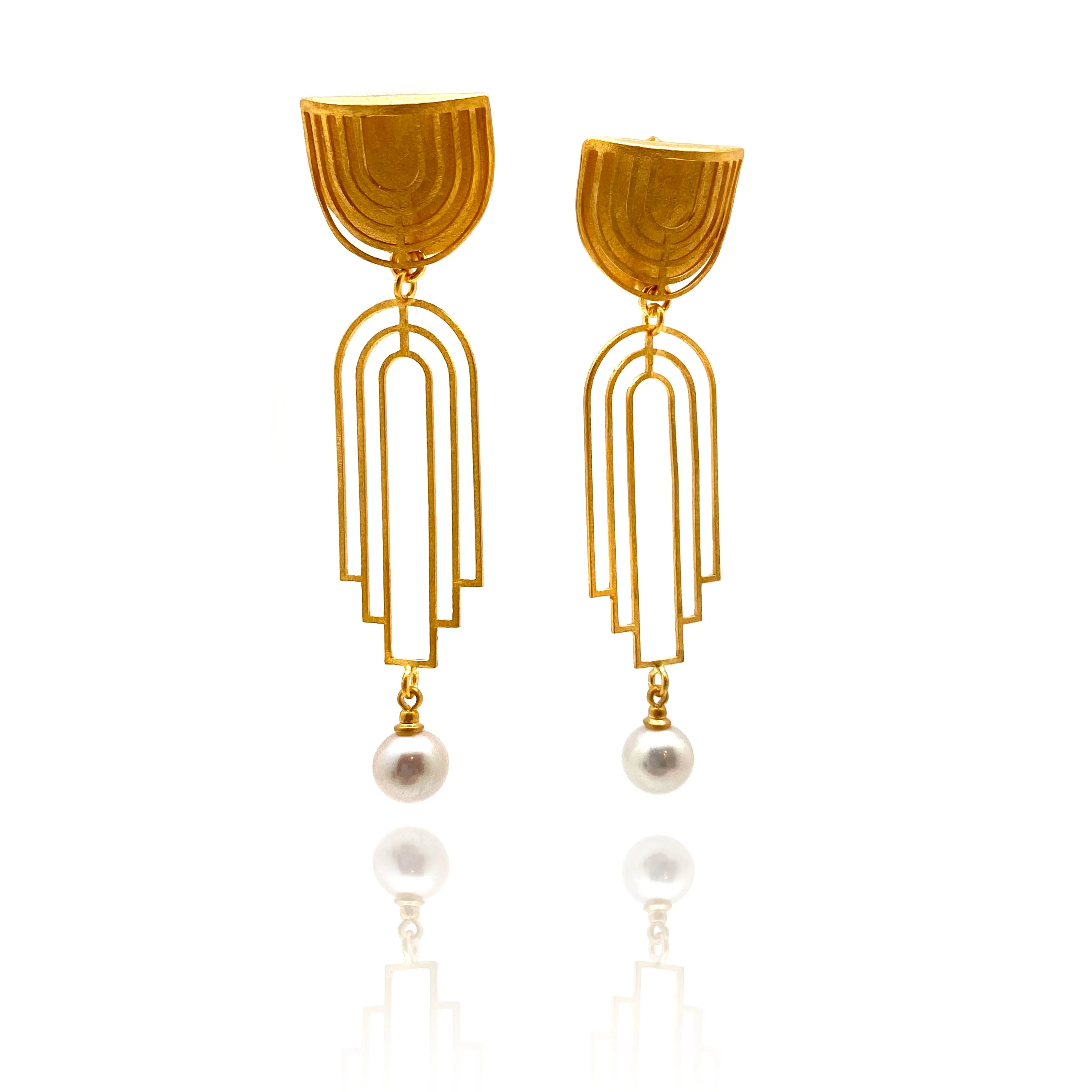 Gold Vermeil and Pearl Arch Earrings