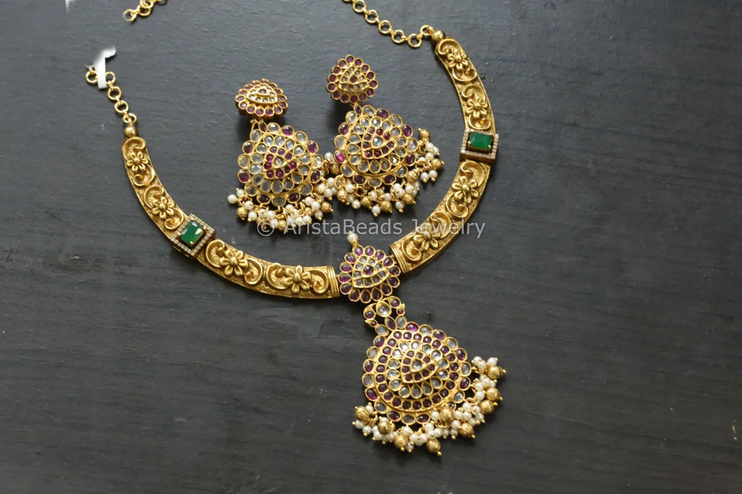 Gram Gold Kemp Hasli Necklace Set - Ruby Clear