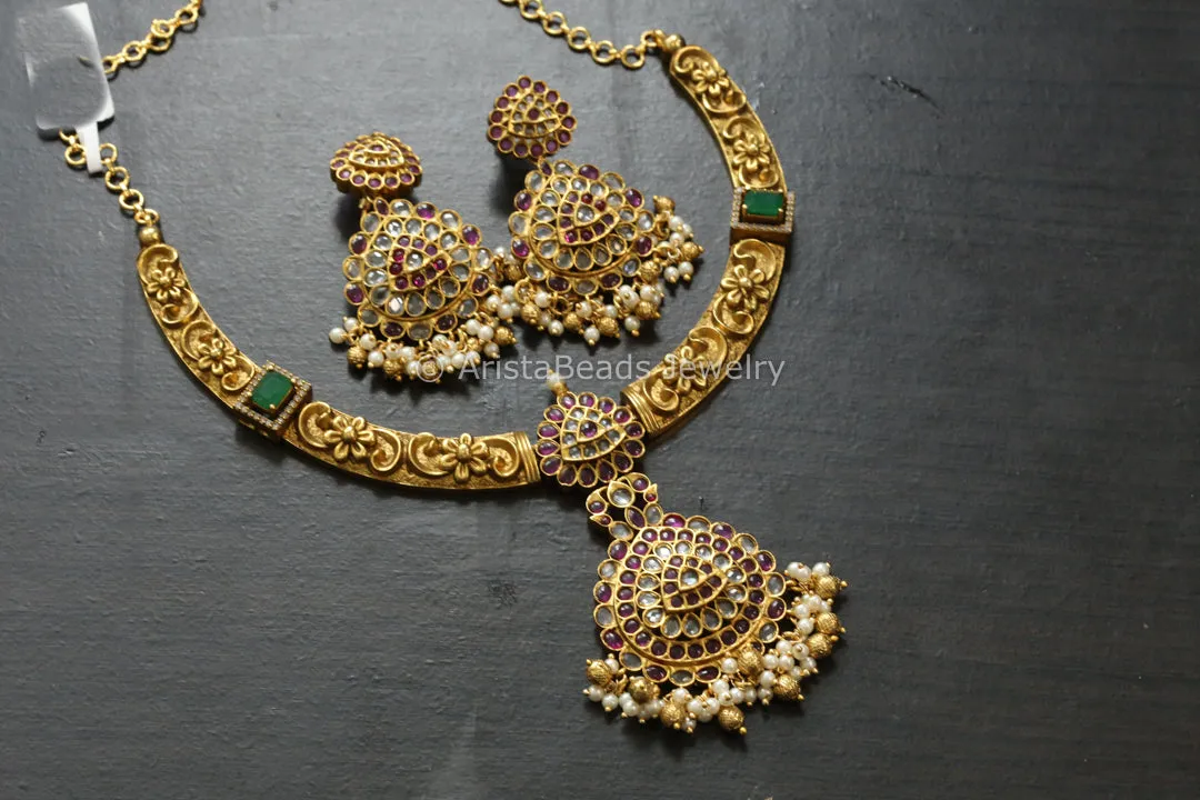 Gram Gold Kemp Hasli Necklace Set - Ruby Clear