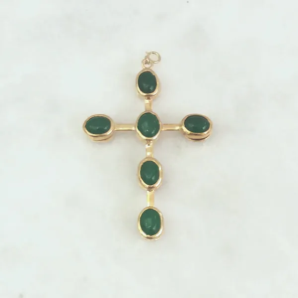 Green Jade & Red Jade Double Sided Cross