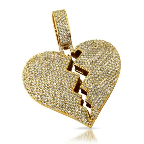 Heart Breaker Gold CZ Bling Bling Pendant