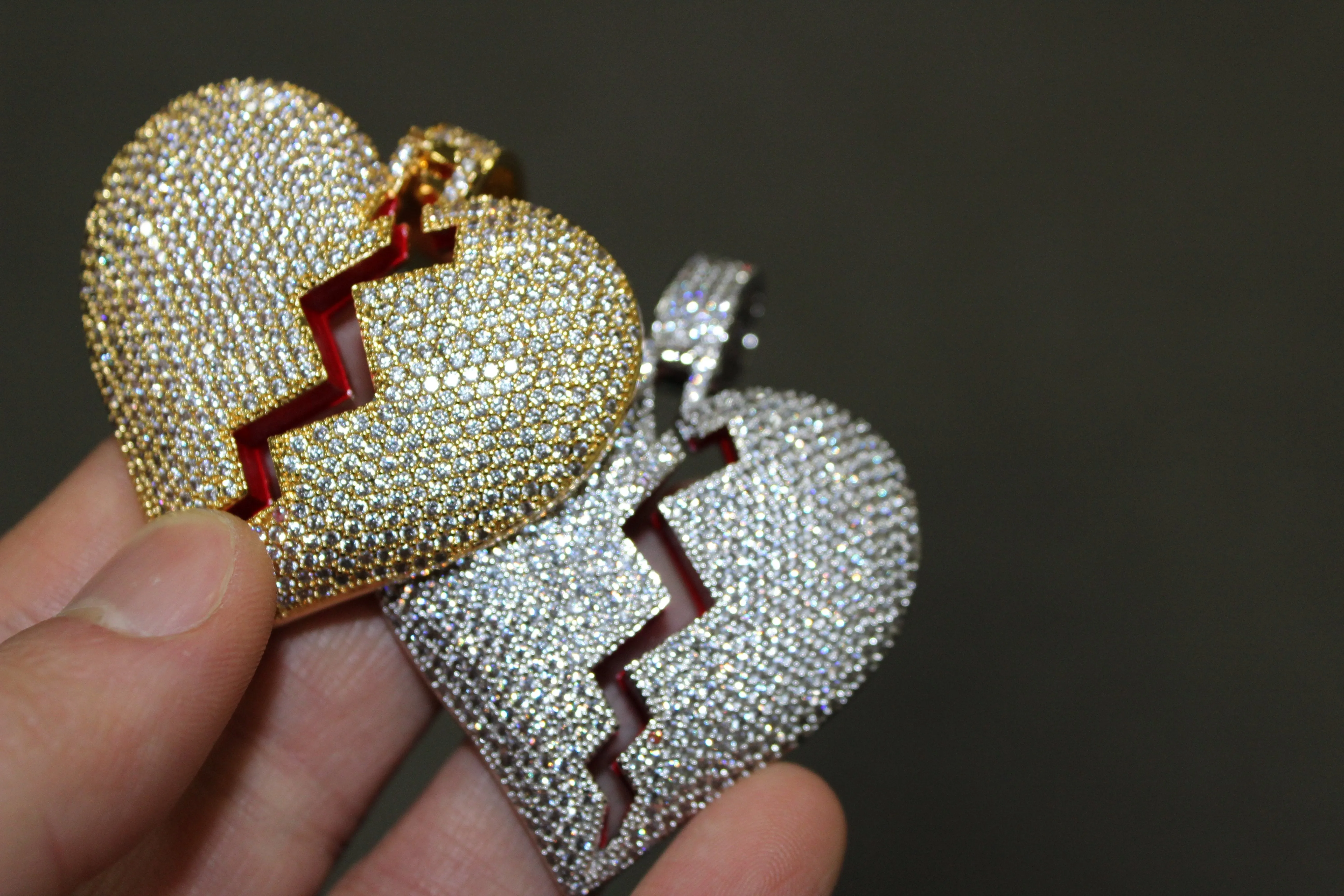 Heart Breaker Gold CZ Bling Bling Pendant