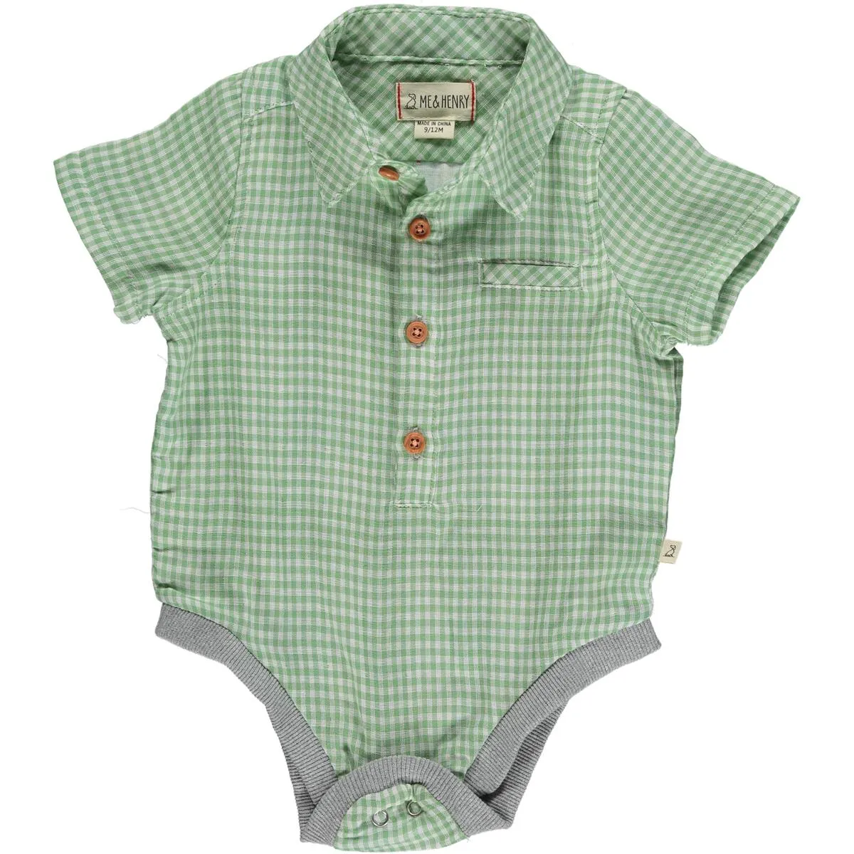 Helford Green Plaid Collared s/s Onesie