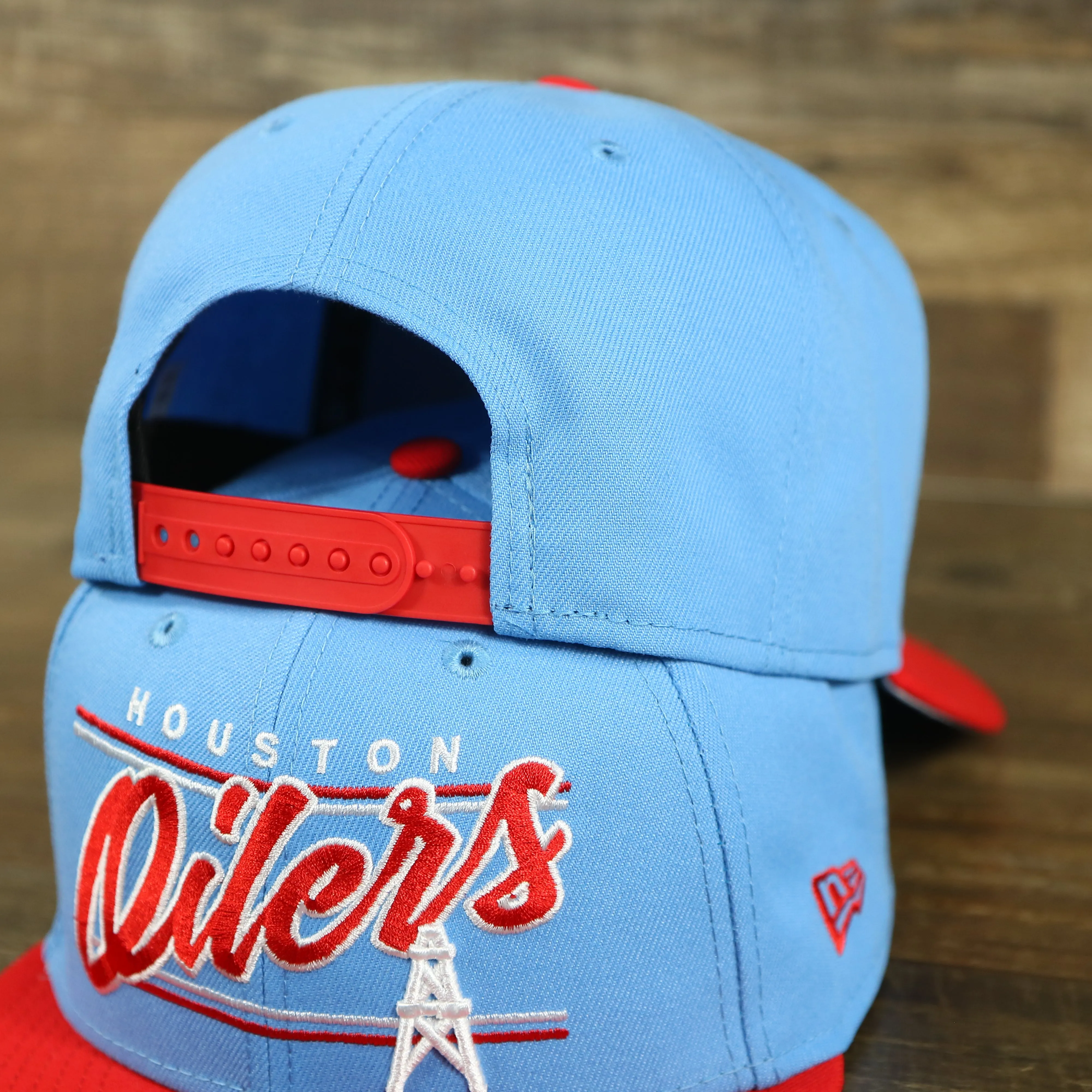 Houston Oilers Vintage Team Script College Bar Gray UV 9Fifty Snapback | Light Blue/Rd 9Fifty Snapback Hat