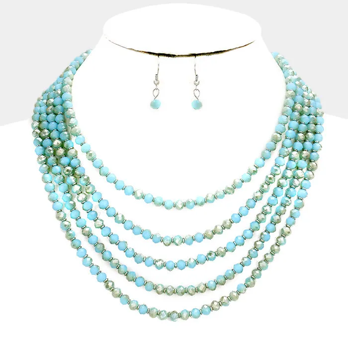 iLLASPARKZ 5 Layered Bead Bib Statement Necklace