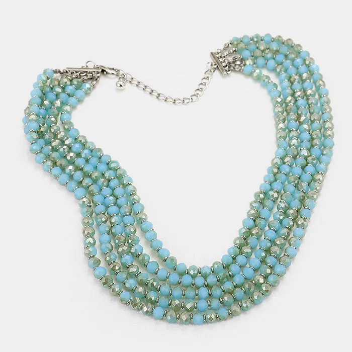 iLLASPARKZ 5 Layered Bead Bib Statement Necklace