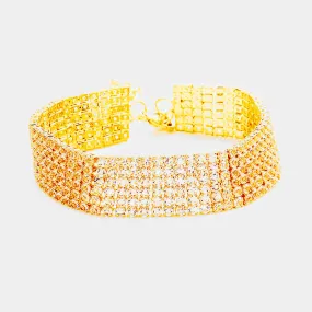 iLLASPARKZ 6 Rows Pave CZ Tennis Evening Bracelet