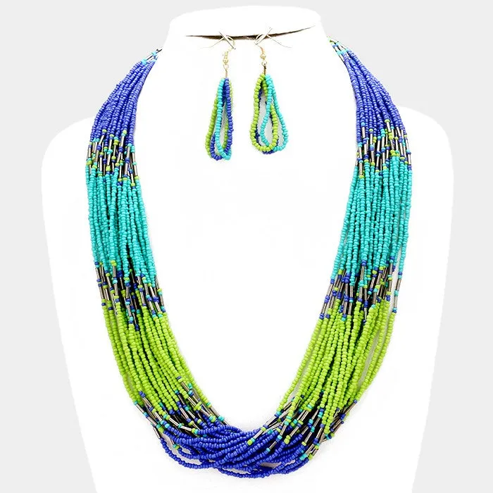 iLLASPARKZ Color block multi-strand seed bead necklace