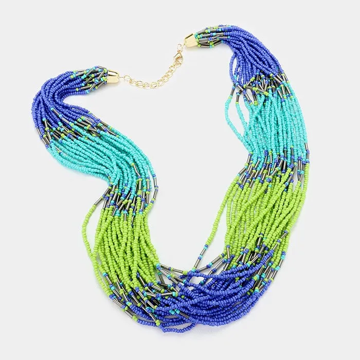 iLLASPARKZ Color block multi-strand seed bead necklace