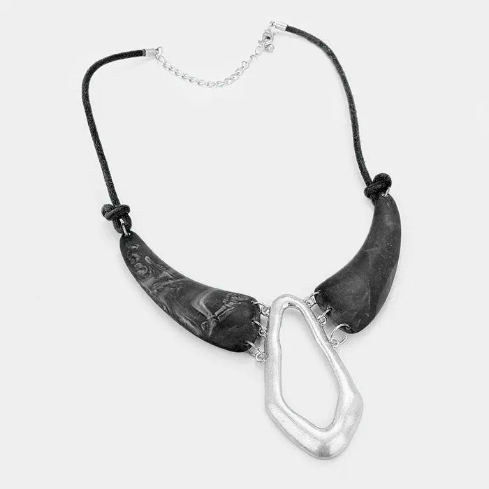 iLLASPARKZ Cord Hammered Metal Statement Necklace