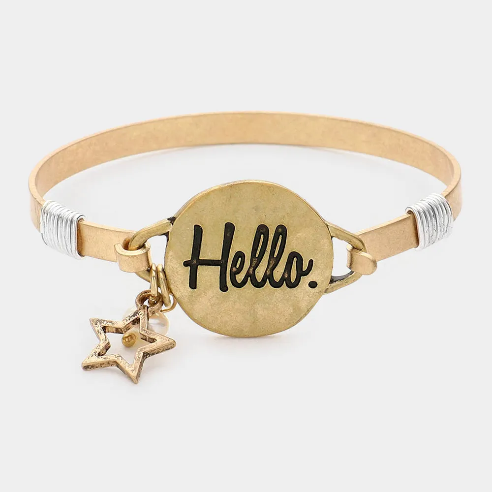 iLLASPARKZ Hello Message Star Charm Hook Bracelet