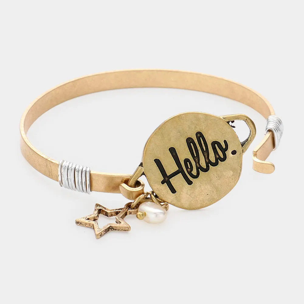 iLLASPARKZ Hello Message Star Charm Hook Bracelet