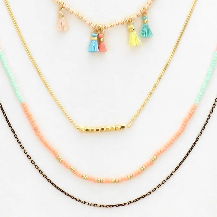 iLLASPARKZ Multi-layer beaded necklace with tassels