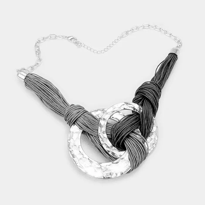 iLLASPARKZ Multi Layer Twisted Cord Double Round Metal Necklace