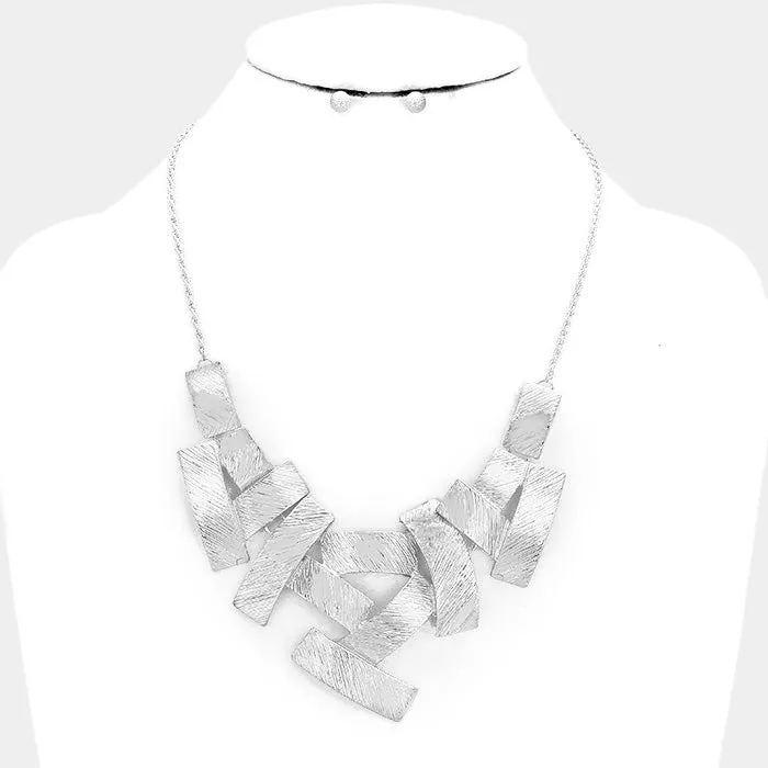 iLLASPARKZ Textured Metal Abstract Statement Necklace