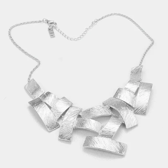 iLLASPARKZ Textured Metal Abstract Statement Necklace