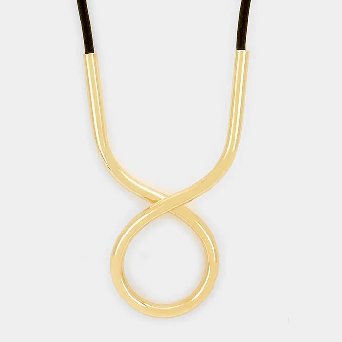 iLLASPARKZ Twisted metal hoop & faux leather necklace