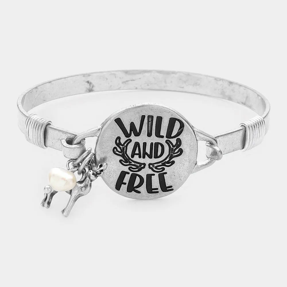 iLLASPARKZ Wild and Free Message Deer Charm Hook Bracelet