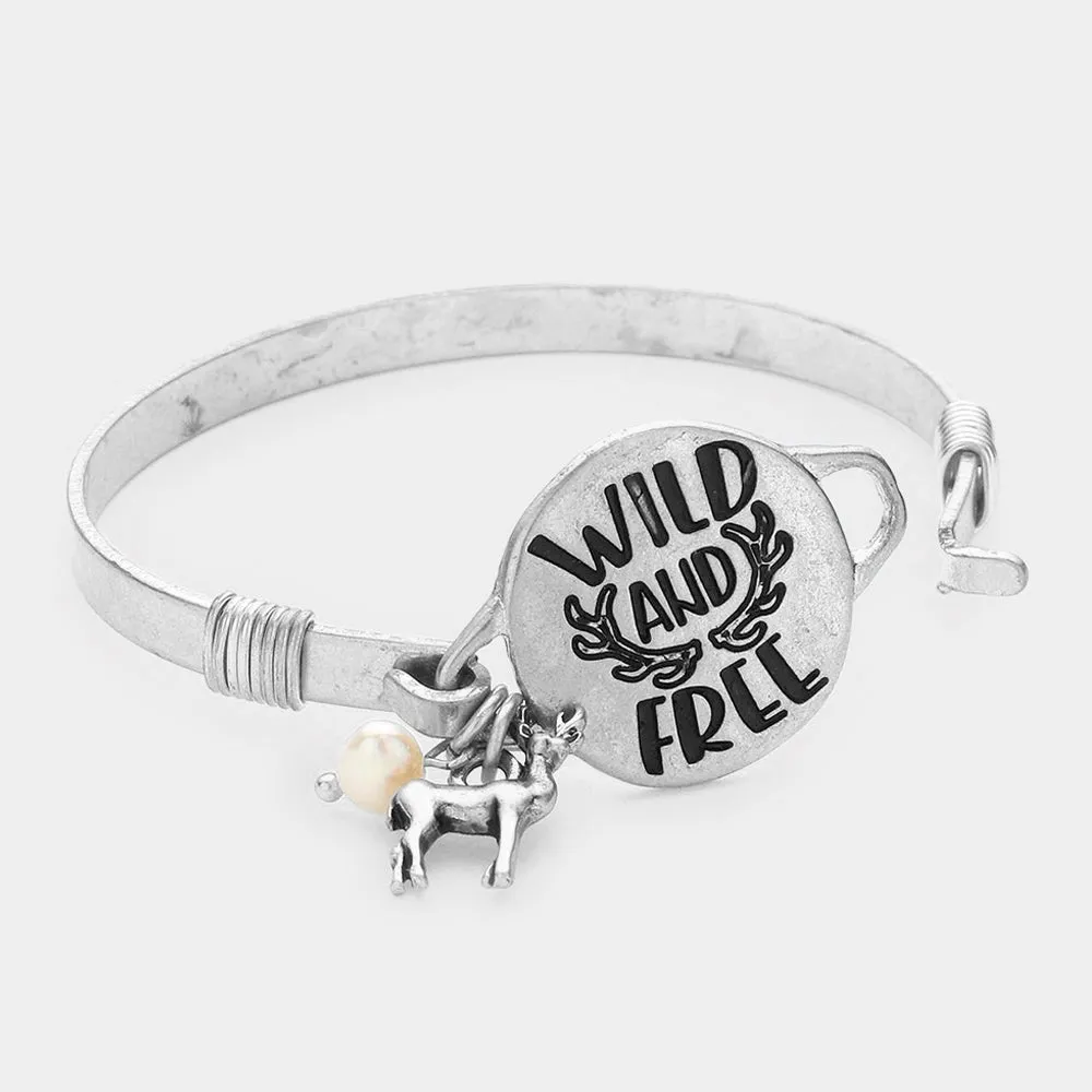 iLLASPARKZ Wild and Free Message Deer Charm Hook Bracelet