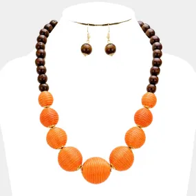 iLLASPARKZ Wood Thread Ball Statement Necklace