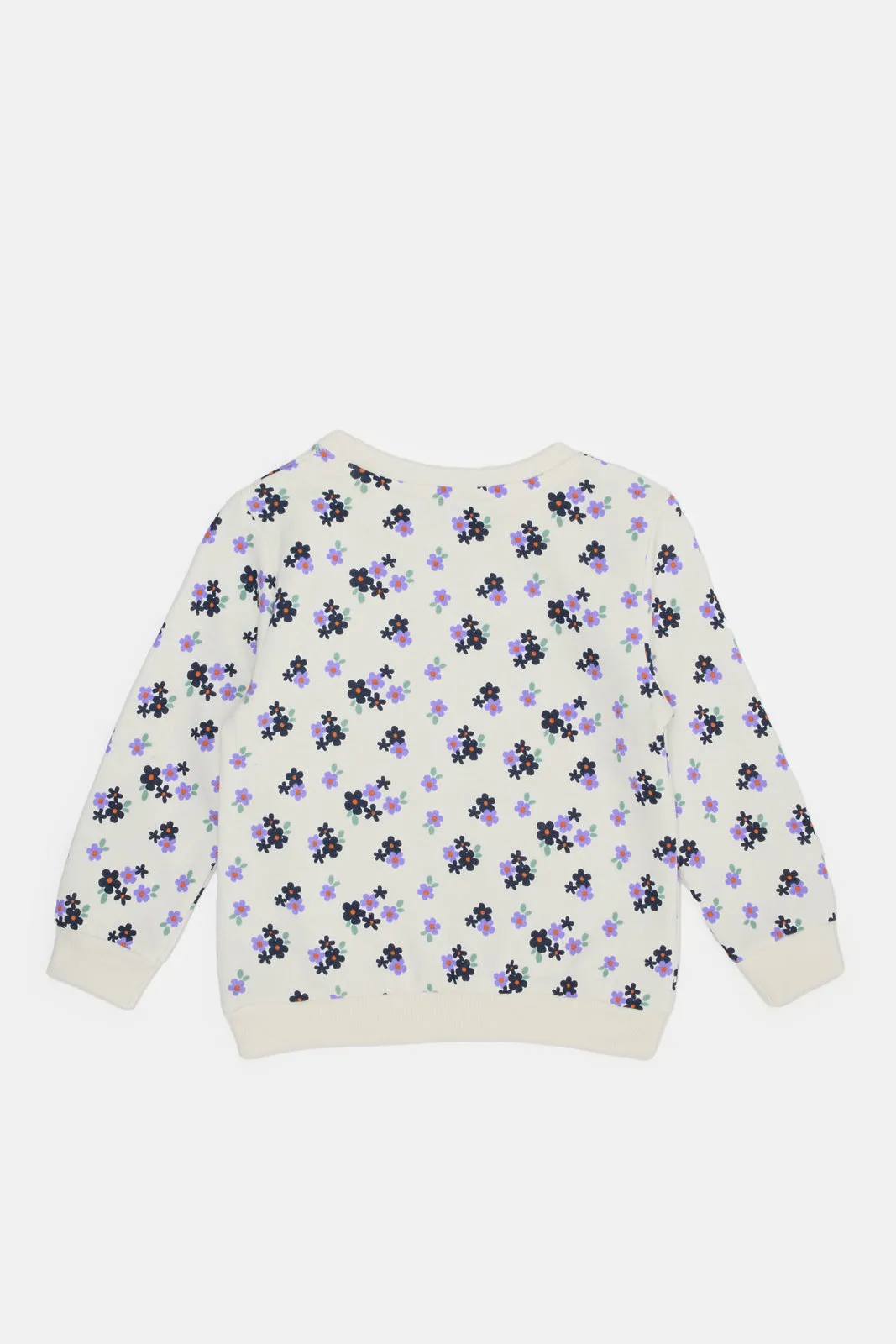 Infant Girls Ivory Floral Printed Sweatshirt