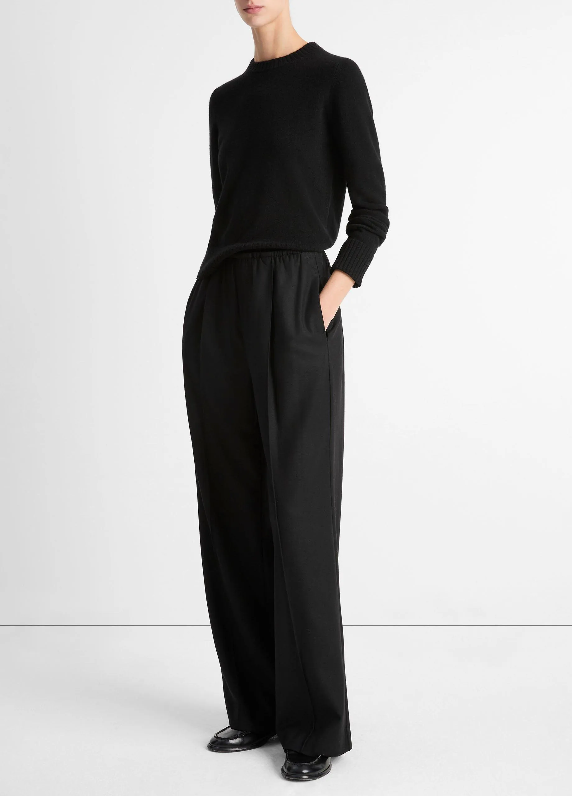 Italian Wool-Blend Easy Pull-On Pant