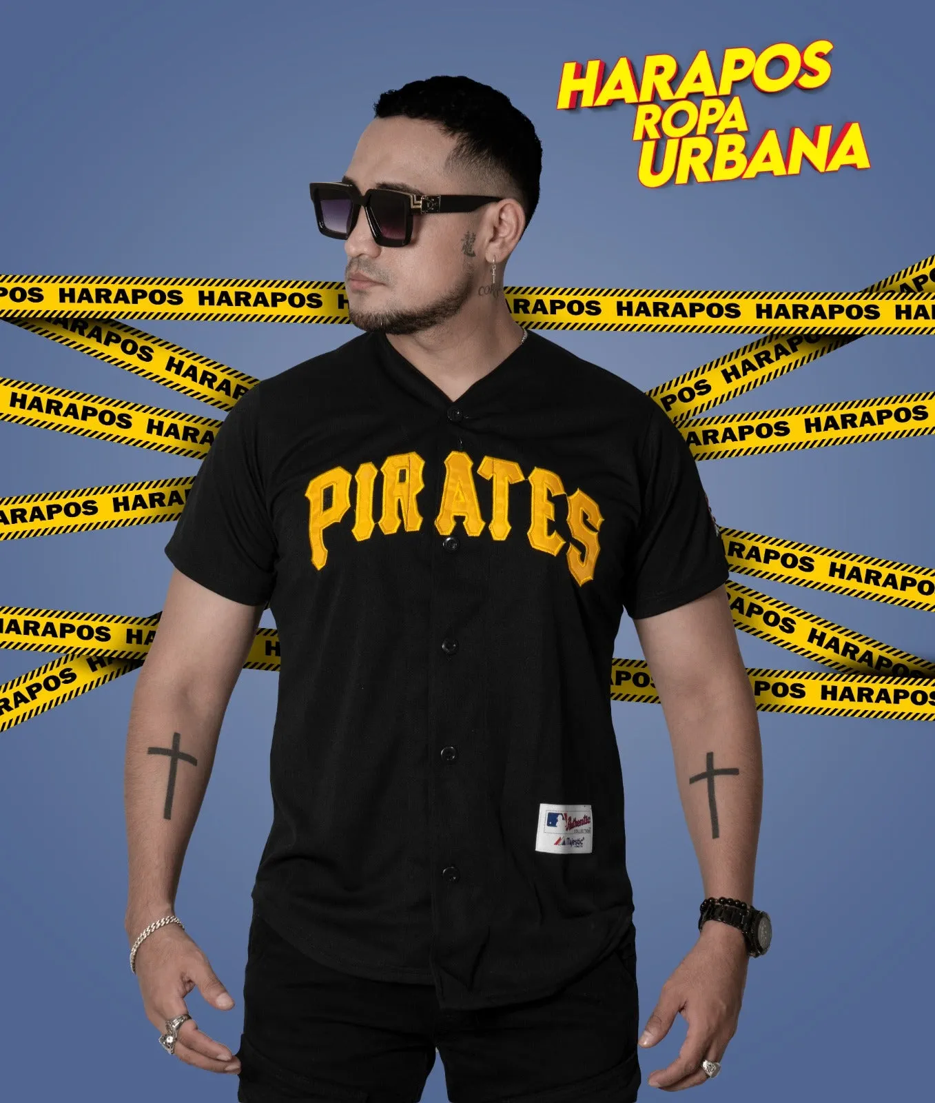 Jersey pirates negra letras amarillas