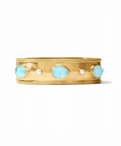 Julie Vos Women's Cannes Statement Hinge Bangle In Iridescent Capri Blue