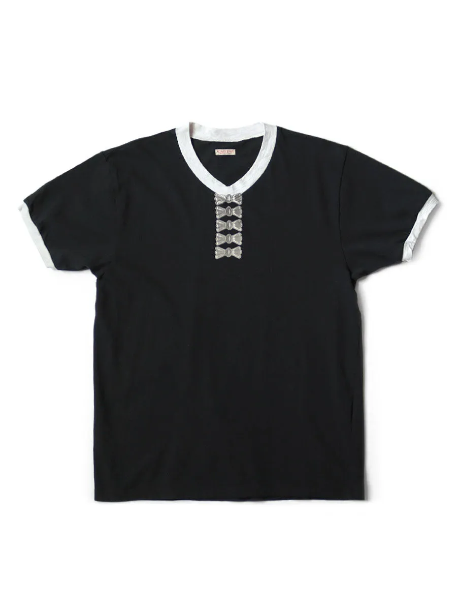 Kapital 20 Jersey V-neck ringer Tee (Butterfly concho pt)