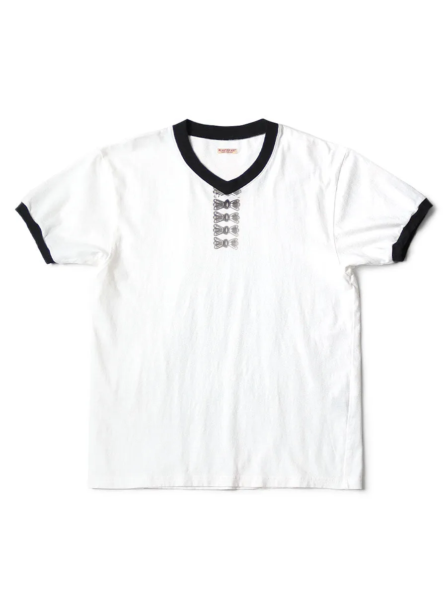 Kapital 20 Jersey V-neck ringer Tee (Butterfly concho pt)