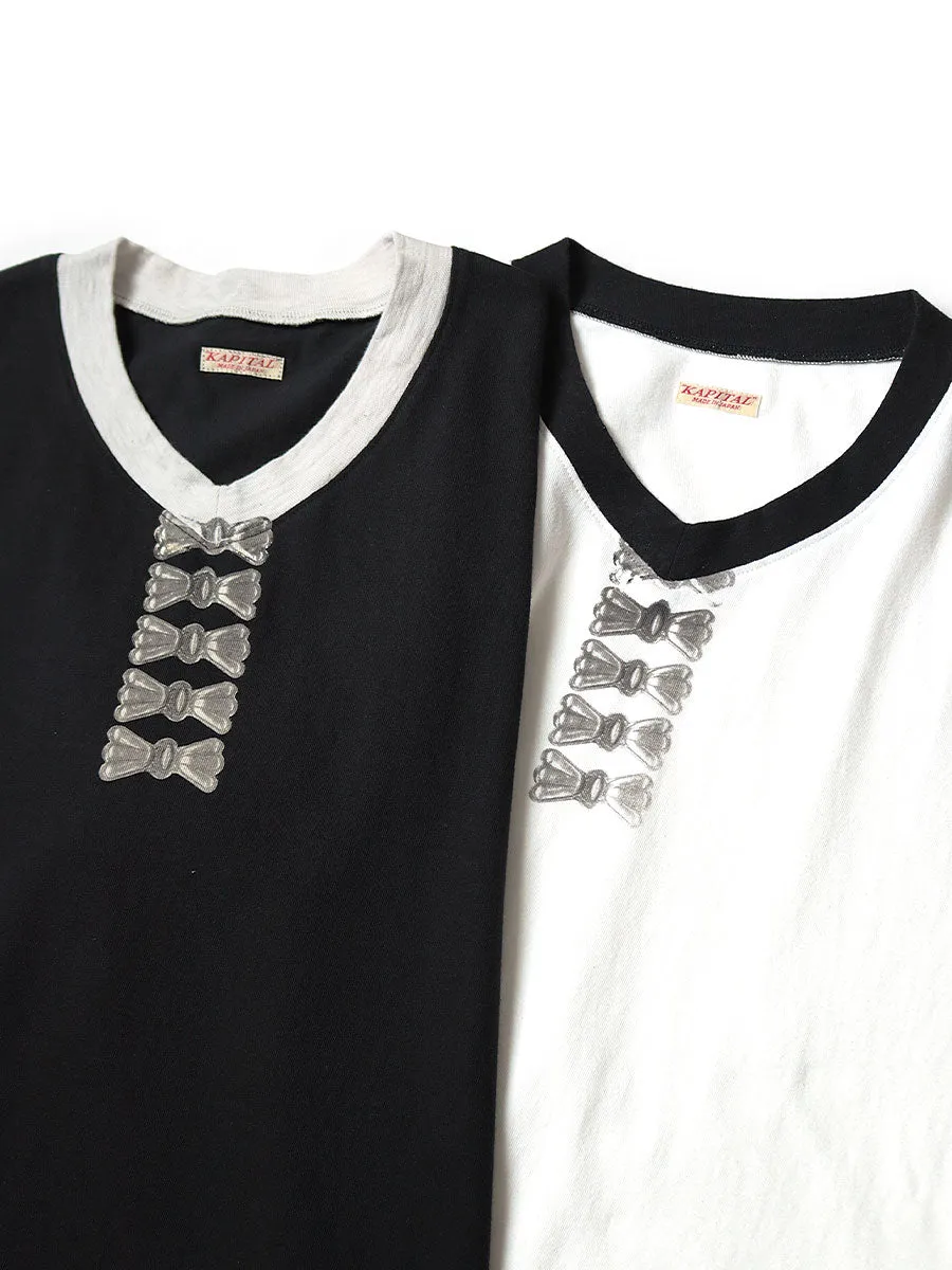 Kapital 20 Jersey V-neck ringer Tee (Butterfly concho pt)