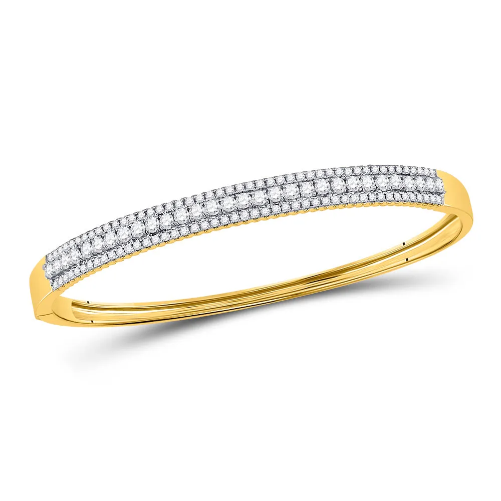 Keene Jewelers 14kt Yellow Gold Womens Round Diamond Bangle Bracelet 1-7/8 Cttw