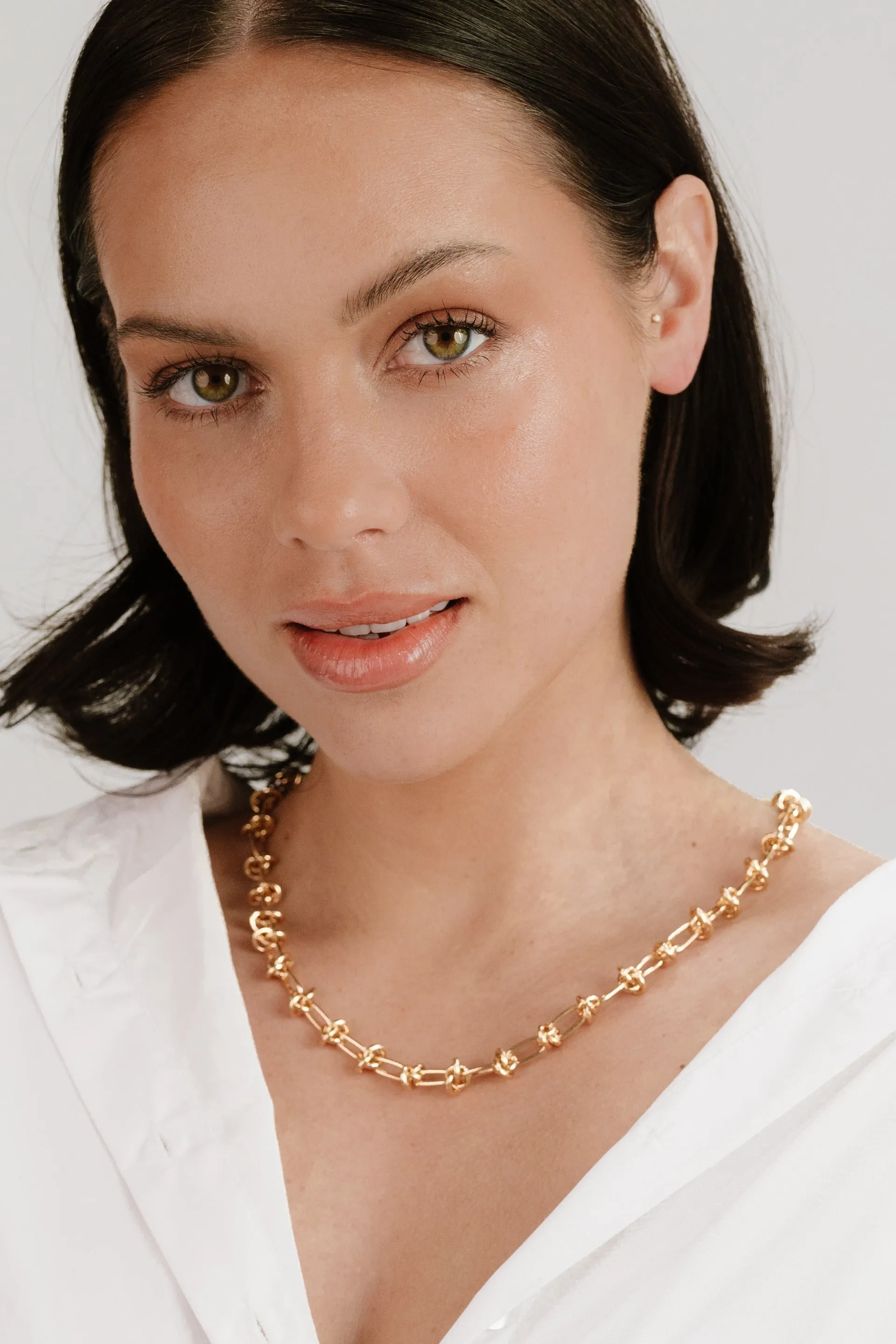 Knotted Chain 18k Gold Plated Necklace