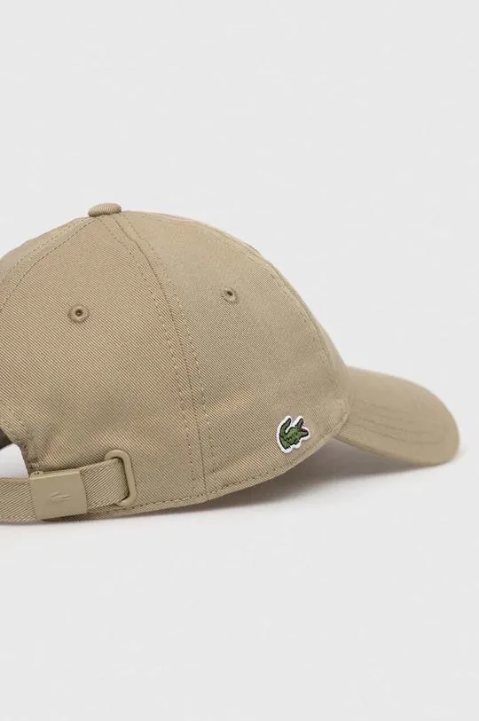 Lacoste cotton baseball cap green color smooth