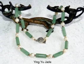 Last One!-Lucky Jade Tube and Pearl Necklace-Ying Yu Jade Exclusive