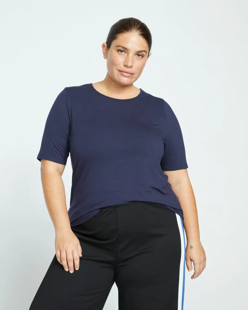 Lily Liquid Jersey Crew Neck Stovepipe Tee - Midnight