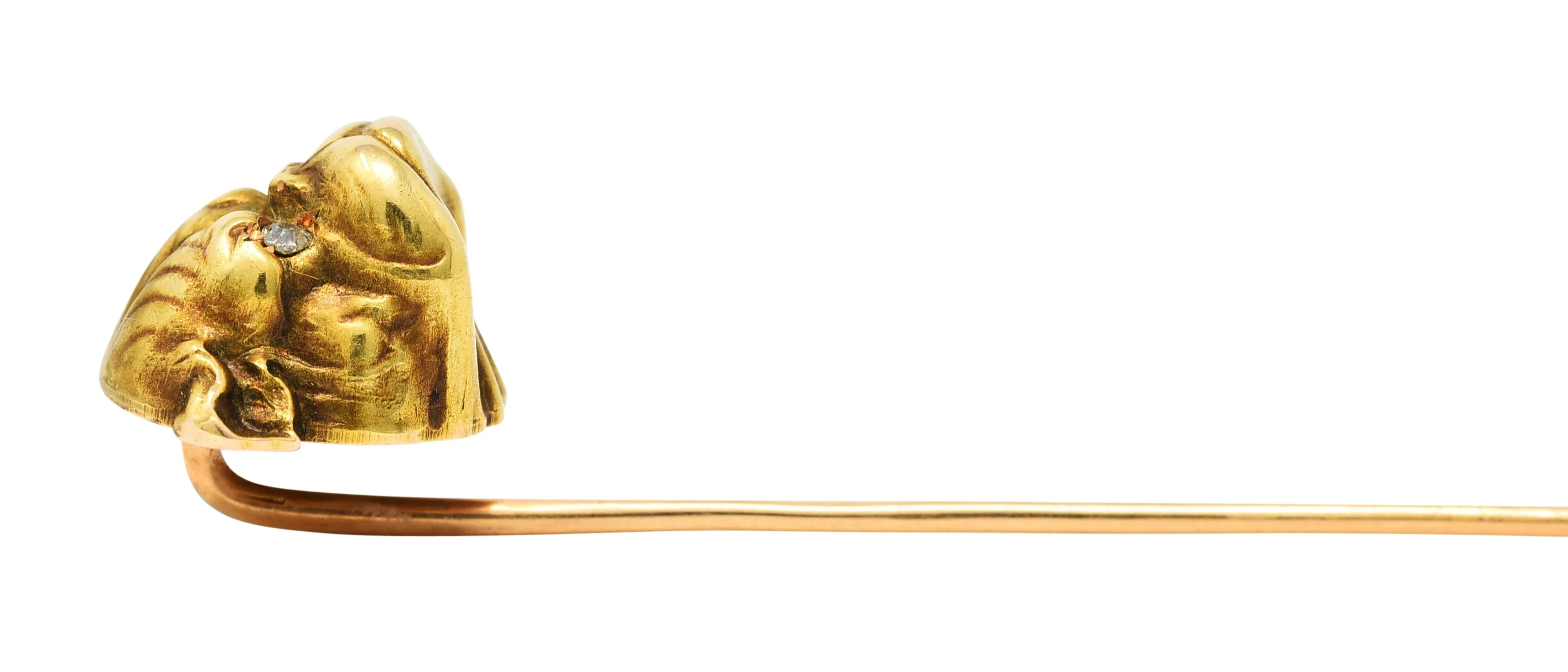 Link & Angell Diamond 14 Karat Gold Bulldog Stickpin