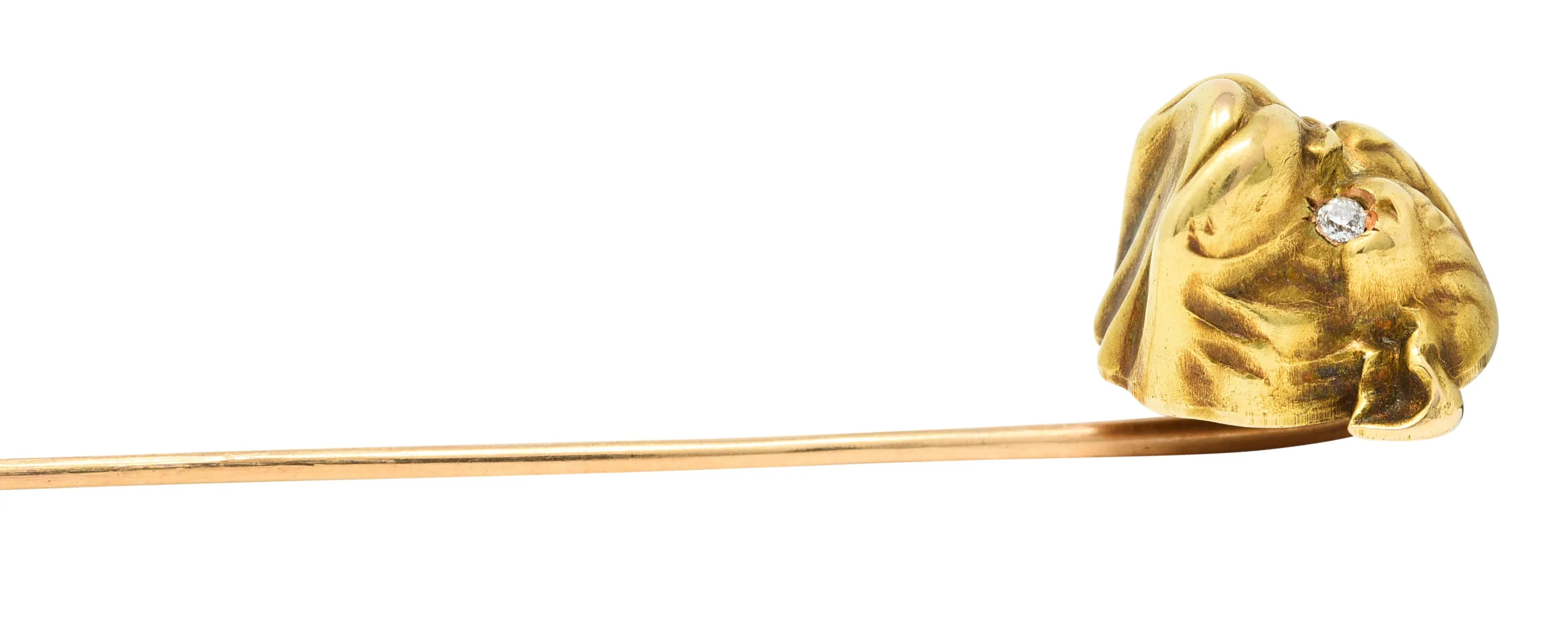 Link & Angell Diamond 14 Karat Gold Bulldog Stickpin