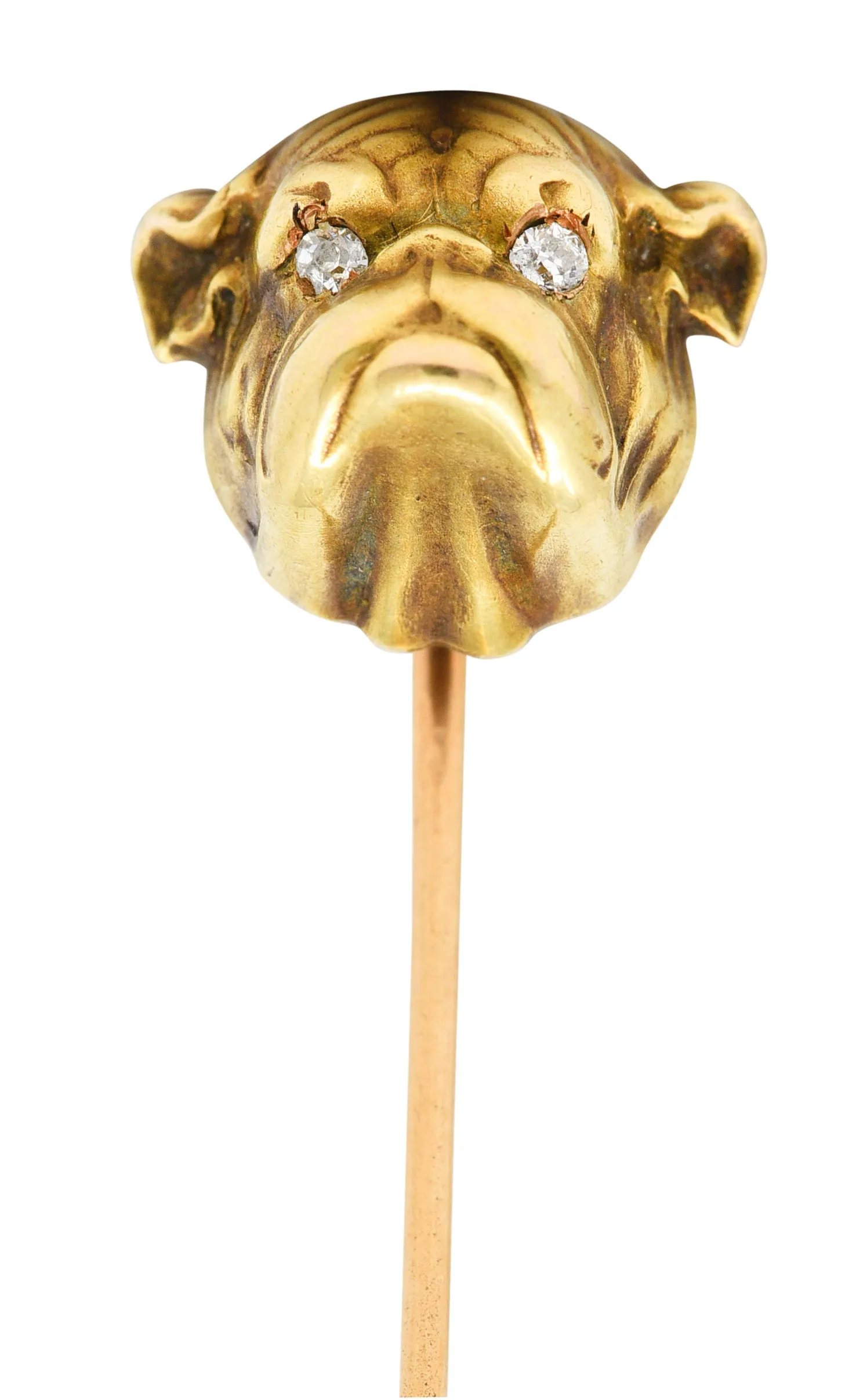 Link & Angell Diamond 14 Karat Gold Bulldog Stickpin