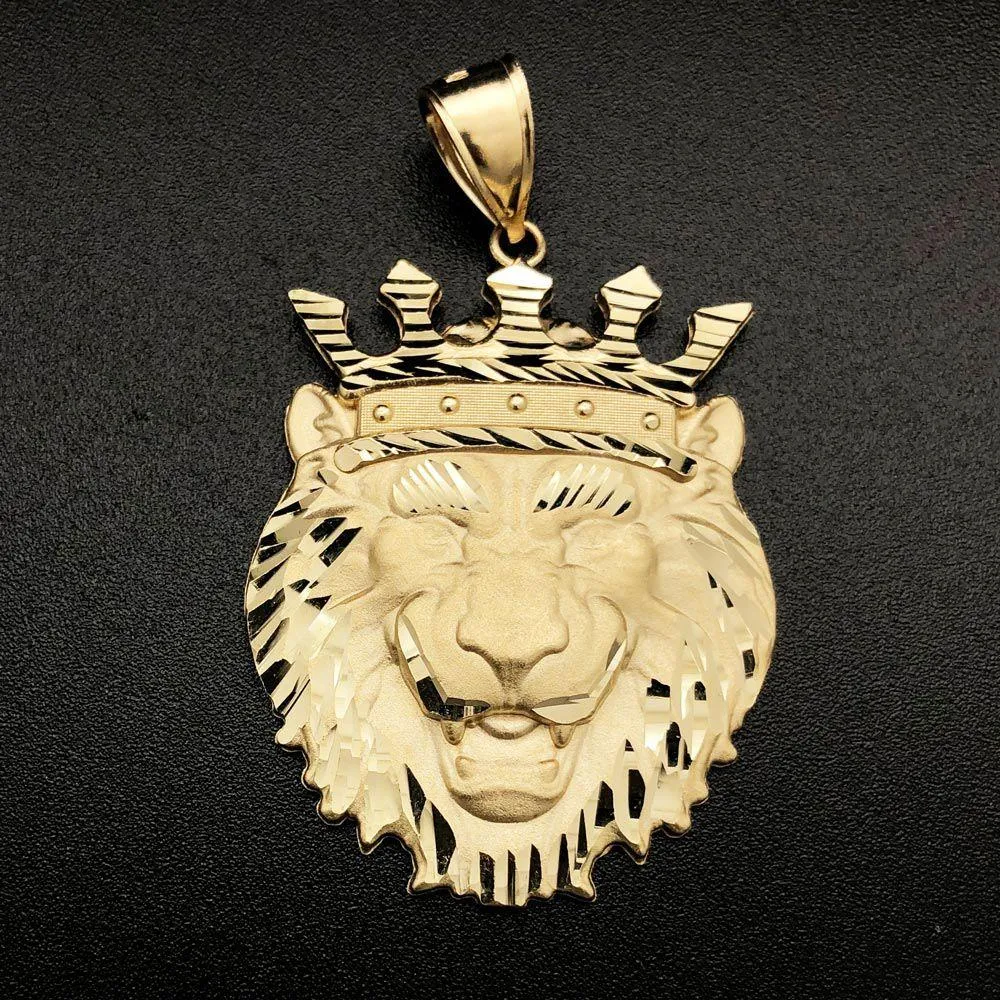 Lion Crown L 10K Yellow Gold Pendant