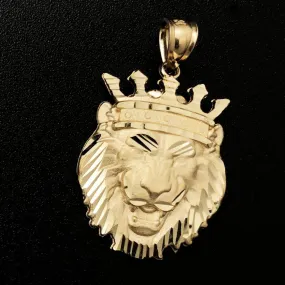 Lion Crown M 10K Yellow Gold Pendant